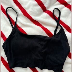 American Eagle Black Ribbed Scoop Bikini top